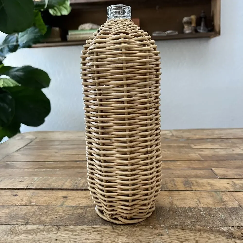 Crate & Barrel Wicker Wrapped Glass Bottle 10